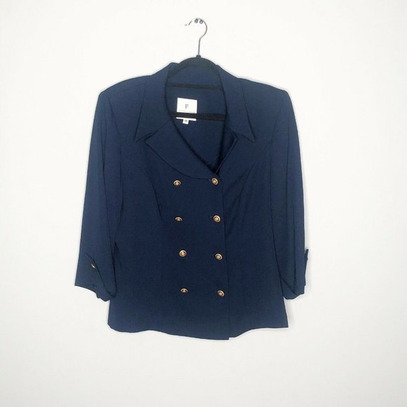 Fattaneh Bahari VTG Blazer Plus Size 18 Navy - Picture 2 of 9
